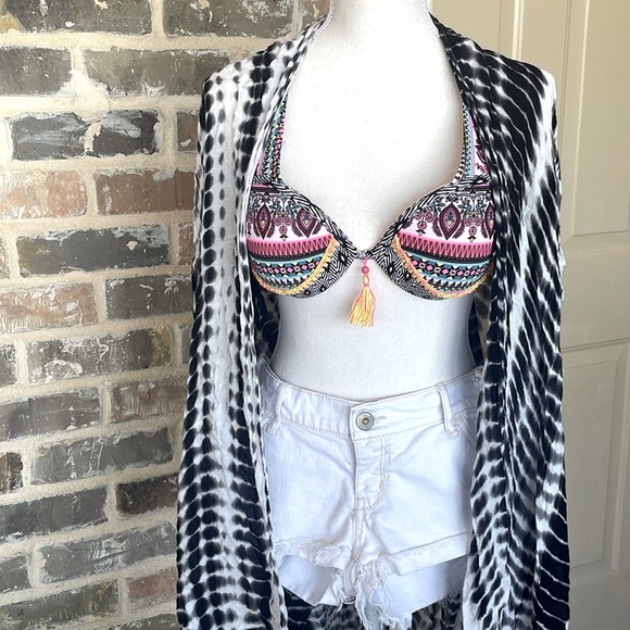 NWOT Shade & Shore Multicolored w/Tassle Element Bikini Top Size 34C - Picture 7 of 9